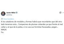 El tuit de Javier Milei tras los incidentes: “Del otro lado tenemos esto”