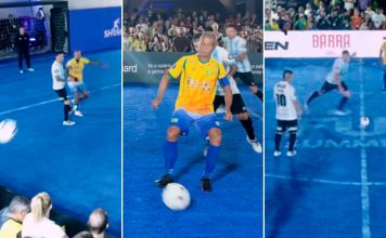 Las perlitas del Argentina-Brasil en showbol: la definición de Romario, el pelotazo de Felipe Melo a un hincha y el golazo de Pavone