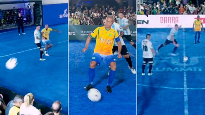 Las perlitas del Argentina-Brasil en showbol: la definición de Romario, el pelotazo de Felipe Melo a un hincha y el golazo de Pavone