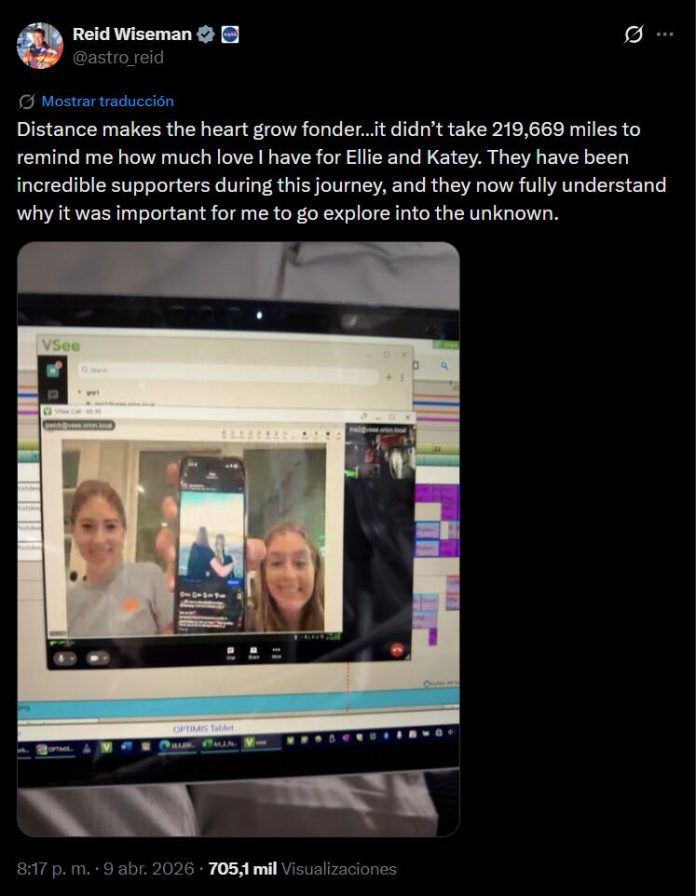 Otro récord para Artemis II: hizo la videollamada a mayor distancia de la Tierra