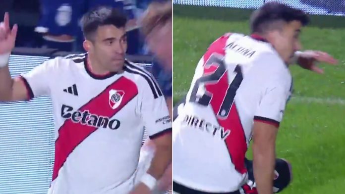 El momento de la lesión de Marcos Acuña en la visita de River Plate a La Plata para jugar con Gimnasia