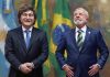 Javier Milei viaja a Brasil para respaldar la campaña de Flávio Bolsonaro y Lula da Silva espera que no cruce una “línea roja”