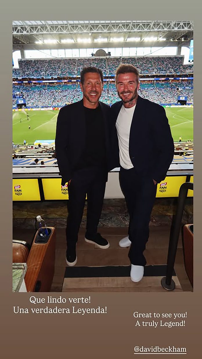 “¡Una verdadera leyenda!”: el reencuentro entre Diego Simeone y David Beckham que recordó un histórico cruce del Mundial 98