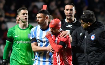 El codazo de Maravilla Martínez por el que fue expulsado en la caída de Racing ante Argentinos: el gesto que llamó la atención