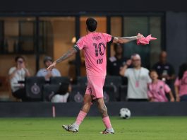 El conmovedor gesto de Rodrigo De Paul tras marcar un gol con el Inter Miami para Lionel Messi por la muerte de su padre