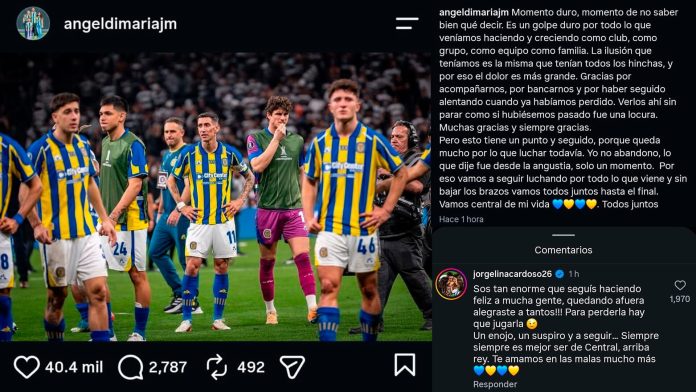 El contundente posteo de Ángel Di María tras poner en duda su futuro en Rosario Central