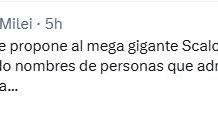 El posteo del presidente Javier Milei sobre el sueño de que Scaloni dirija alguna vez a Boca