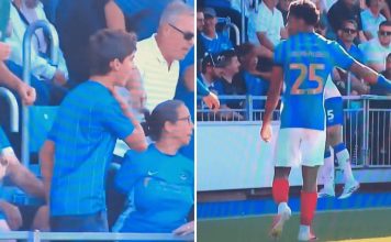 Escándalo en el ascenso de Inglaterra: un jugador agarró del cuello a un joven aficionado porque no le quiso entregar la pelota