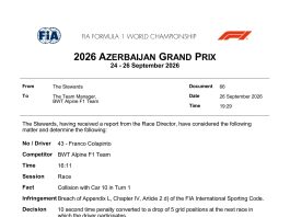La penalización que deberá cumplir Franco Colapinto en la próxima carrera tras el choque a Pierre Gasly