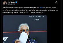 El misterioso papel de Briatore que generó expectativa en la esperada conferencia tras el accidente de Colapinto: la sorpresa que se llevaron los periodistas
