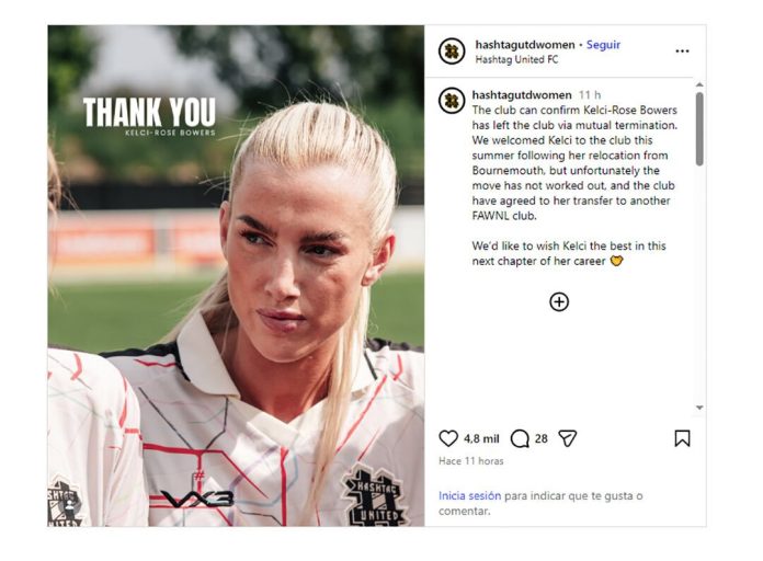 Kelci-Rose Bowers, la futbolista y pareja de Marcos Senesi, dejó su club tras apenas dos meses: la alocada teoría de un medio inglés